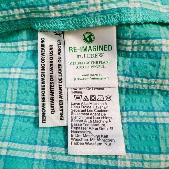 NWT! J. Crew Seersucker Ruffle Neck Mini Dress in Radiant Aqua. Size 10. - Picture 11 of 14